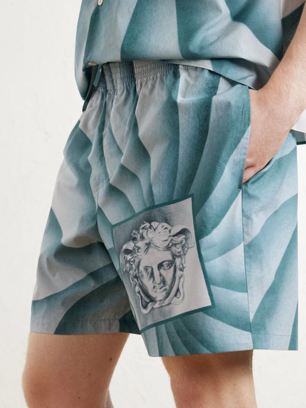 Wide-leg Printed Cotton-Poplin Shorts - CU Wide-leg Printed Cotton-Poplin Shorts - CU
