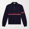 Logo-Embroidered Striped Cotton Polo Sweater Logo-Embroidered Striped Cotton Polo Sweater