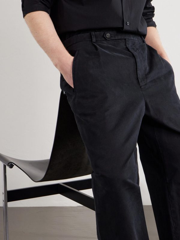 Straight-Leg Pleated Cotton-Drill Trousers - CU Straight-Leg Pleated Cotton-Drill Trousers - CU