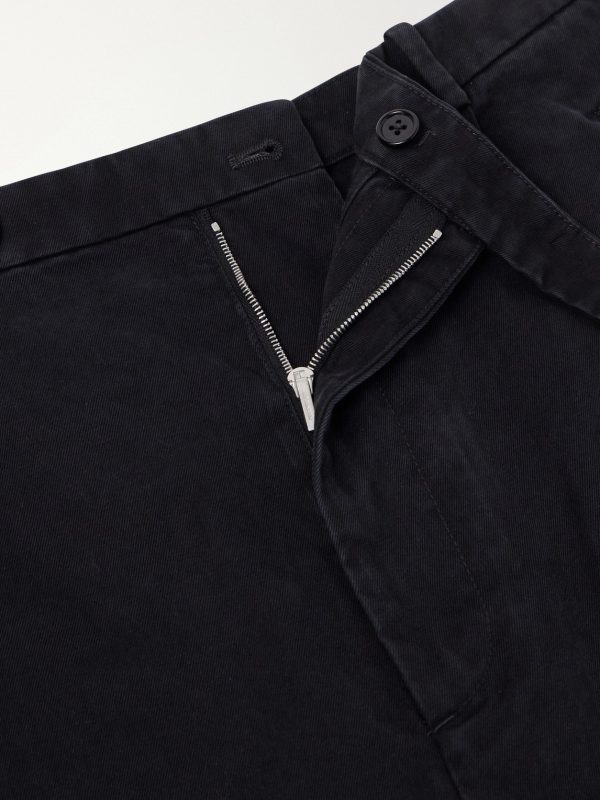 Straight-Leg Pleated Cotton-Drill Trousers - E1 Straight-Leg Pleated Cotton-Drill Trousers - E1