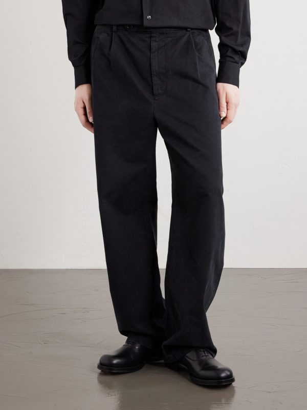 Straight-Leg Pleated Cotton-Drill Trousers - FR Straight-Leg Pleated Cotton-Drill Trousers - FR