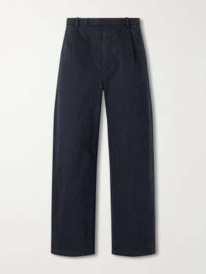 Straight-Leg Pleated Cotton-Drill Trousers Straight-Leg Pleated Cotton-Drill Trousers