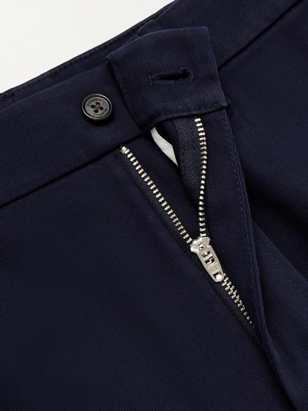 Straight-Leg Cotton-Blend Twill Trousers - E1