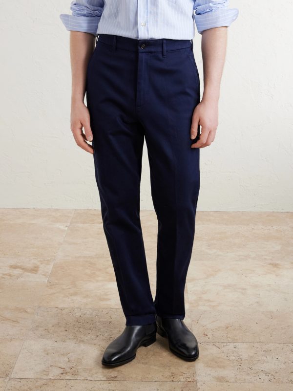 Straight-Leg Cotton-Blend Twill Trousers - FR