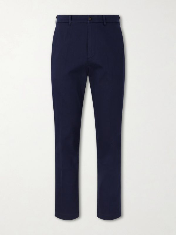Straight-Leg Cotton-Blend Twill Trousers