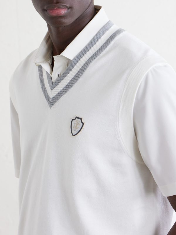 Logo-Embroidered Cotton Golf Sweater Vest - CU Logo-Embroidered Cotton Golf Sweater Vest - CU