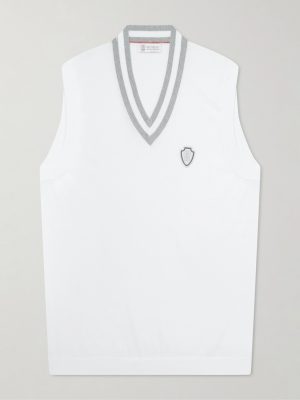 Logo-Embroidered Cotton Golf Sweater Vest Logo-Embroidered Cotton Golf Sweater Vest