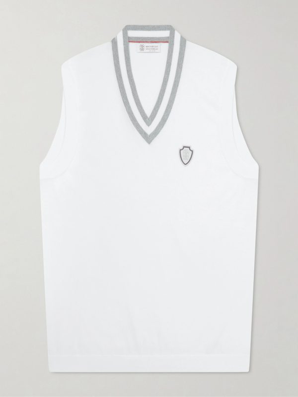 Logo-Embroidered Cotton Golf Sweater Vest Logo-Embroidered Cotton Golf Sweater Vest