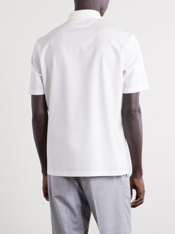 Logo-Appliquéd Wool Polo Shirt - BK Logo-Appliquéd Wool Polo Shirt - BK