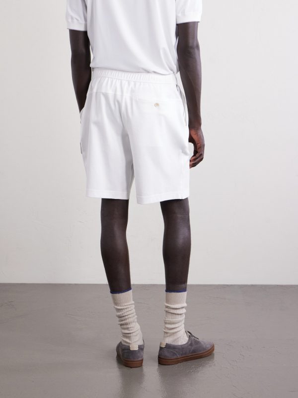 Straight-Leg Logo-Embroidered Cotton-Jersey Tennis Shorts - BK