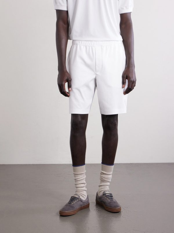 Straight-Leg Logo-Embroidered Cotton-Jersey Tennis Shorts - FR