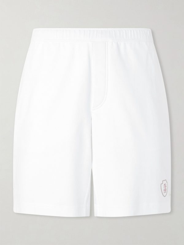 Straight-Leg Logo-Embroidered Cotton-Jersey Tennis Shorts