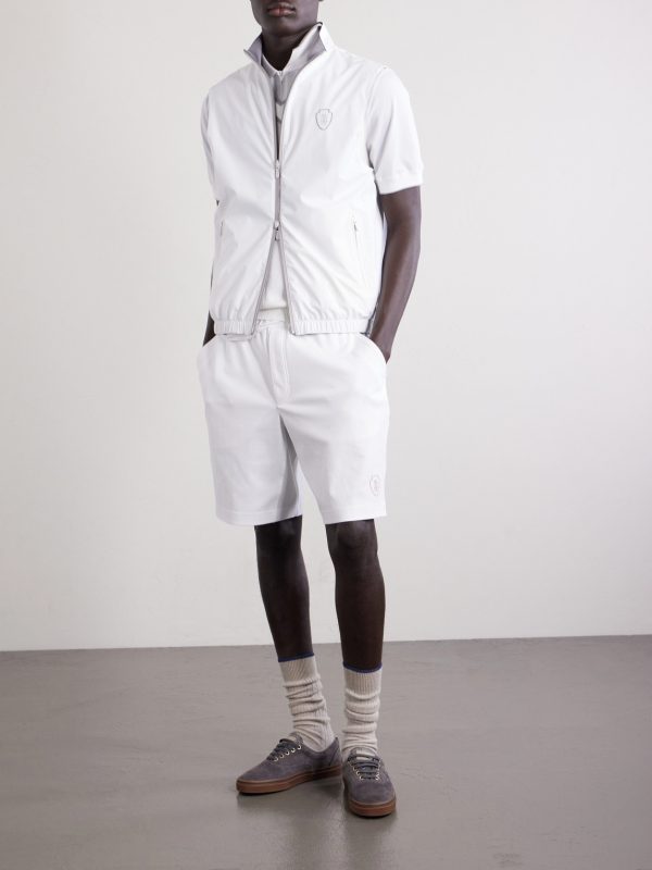 Straight-Leg Logo-Embroidered Cotton-Jersey Tennis Shorts - OU