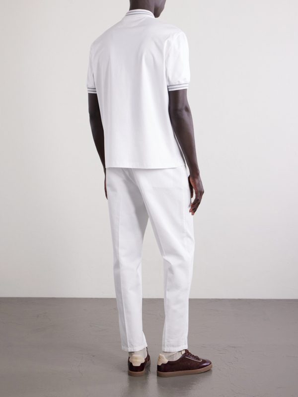 Logo-Appliquéd Striped Cotton-Jersey Polo Shirt - BK Logo-Appliquéd Striped Cotton-Jersey Polo Shirt - BK