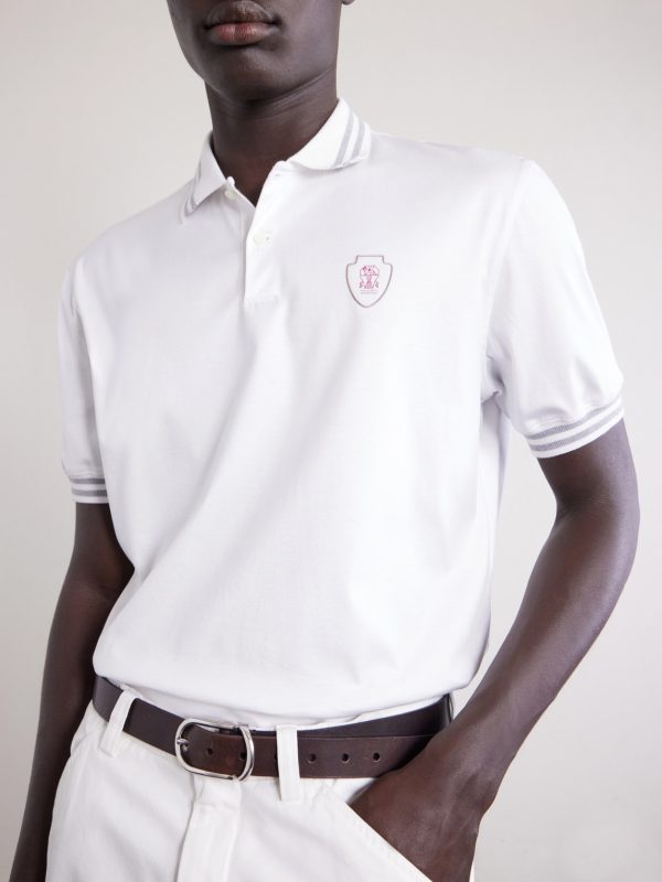 Logo-Appliquéd Striped Cotton-Jersey Polo Shirt - CU Logo-Appliquéd Striped Cotton-Jersey Polo Shirt - CU
