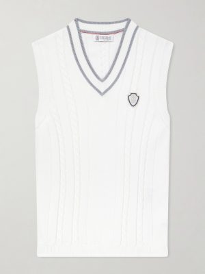Logo-Appliquéd Cotton Sweater Vest