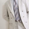 Double-Breasted Checked Linen-Blend Suit Jacket - E2 Double-Breasted Checked Linen-Blend Suit Jacket - E2