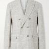 Double-Breasted Checked Linen-Blend Suit Jacket Double-Breasted Checked Linen-Blend Suit Jacket