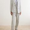 Double-Breasted Checked Linen-Blend Suit Jacket - OU Double-Breasted Checked Linen-Blend Suit Jacket - OU