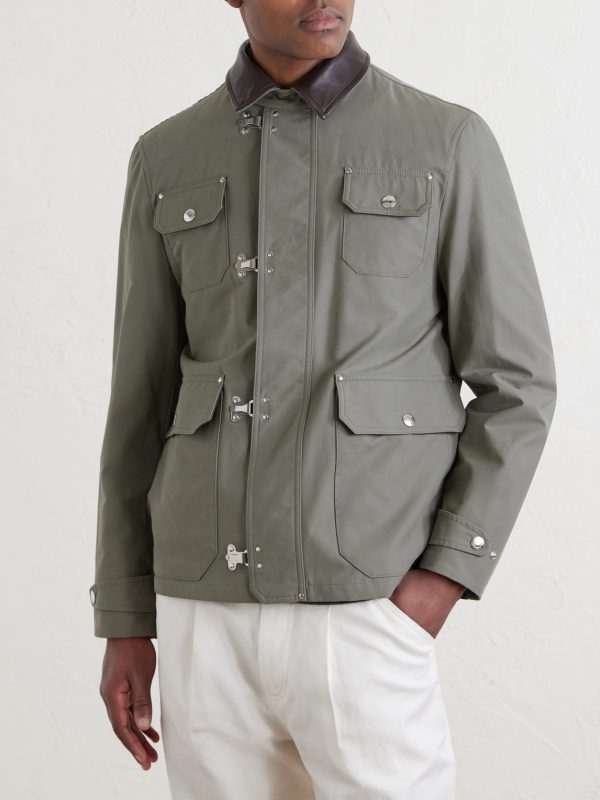 Fireman Leather-Trimmed Cotton-Blend Jacket - FR Fireman Leather-Trimmed Cotton-Blend Jacket - FR