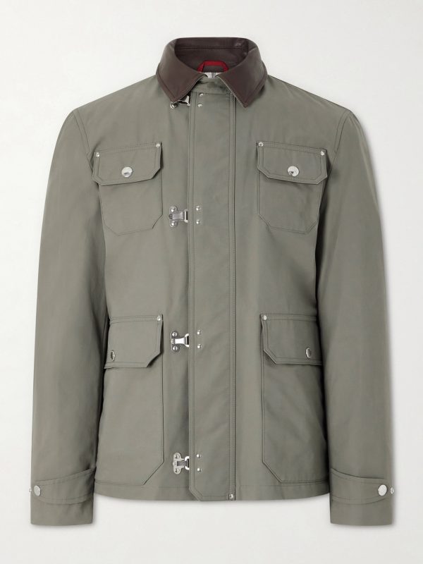 Fireman Leather-Trimmed Cotton-Blend Jacket Fireman Leather-Trimmed Cotton-Blend Jacket