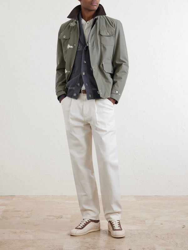Fireman Leather-Trimmed Cotton-Blend Jacket - OU Fireman Leather-Trimmed Cotton-Blend Jacket - OU