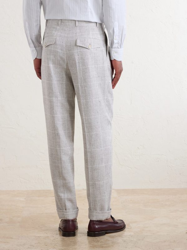 Pleated Checked Wool-Blend Suit Trousers - BK Pleated Checked Wool-Blend Suit Trousers - BK