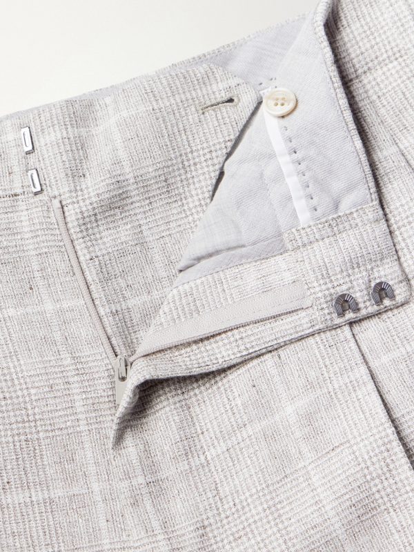 Pleated Checked Wool-Blend Suit Trousers - CU Pleated Checked Wool-Blend Suit Trousers - CU