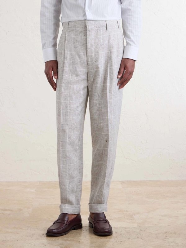 Pleated Checked Wool-Blend Suit Trousers - FR Pleated Checked Wool-Blend Suit Trousers - FR