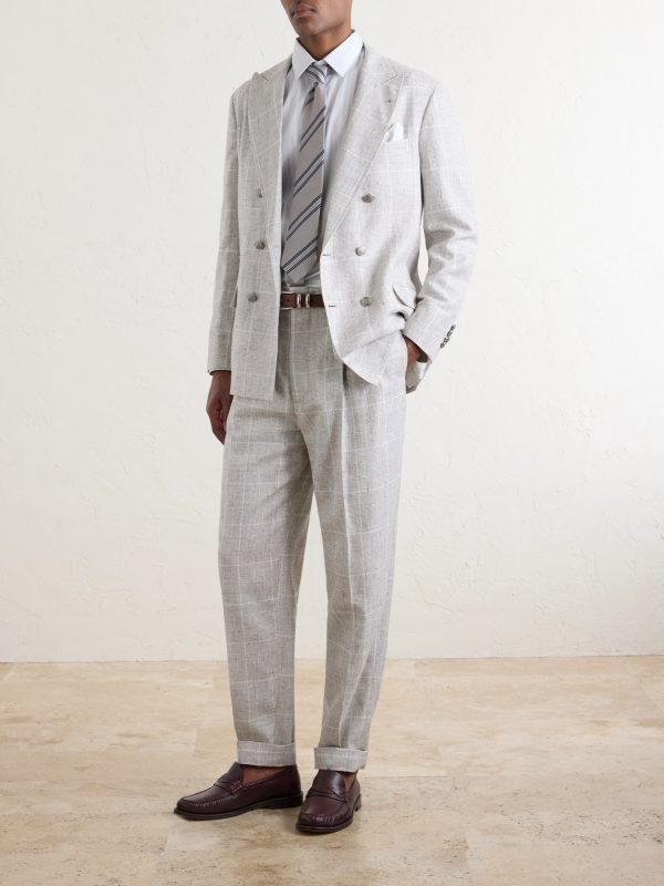 Pleated Checked Wool-Blend Suit Trousers - OU Pleated Checked Wool-Blend Suit Trousers - OU
