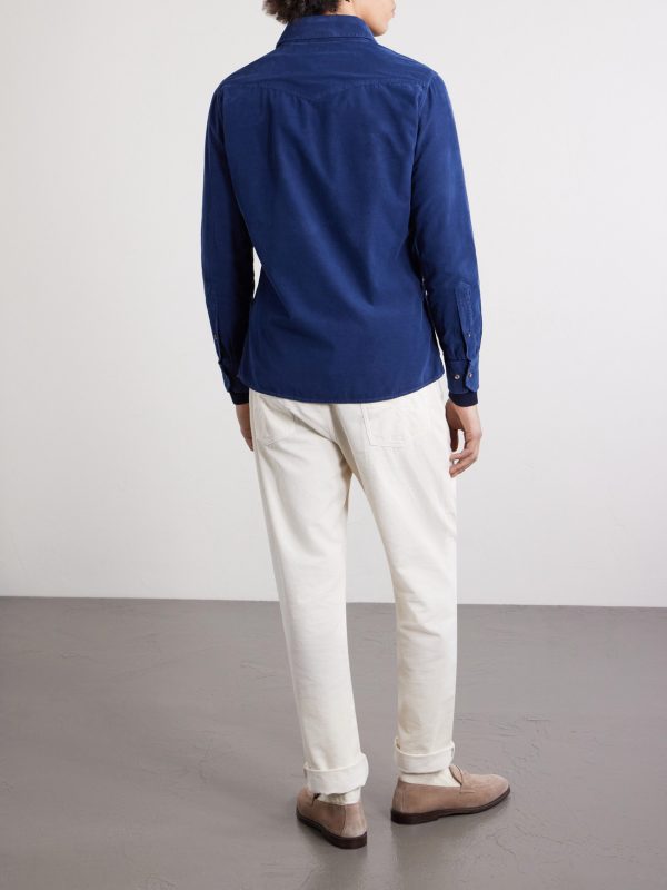 Cutaway-Collar Cotton-Corduroy Western Shirt - BK Cutaway-Collar Cotton-Corduroy Western Shirt - BK