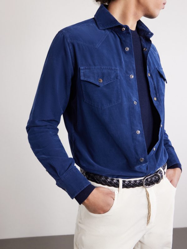 Cutaway-Collar Cotton-Corduroy Western Shirt - CU Cutaway-Collar Cotton-Corduroy Western Shirt - CU