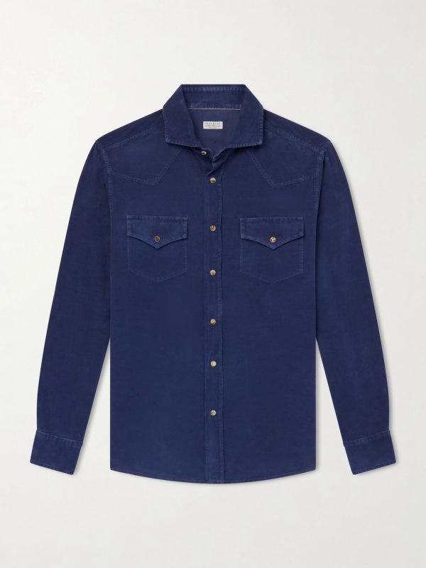 Cutaway-Collar Cotton-Corduroy Western Shirt Cutaway-Collar Cotton-Corduroy Western Shirt