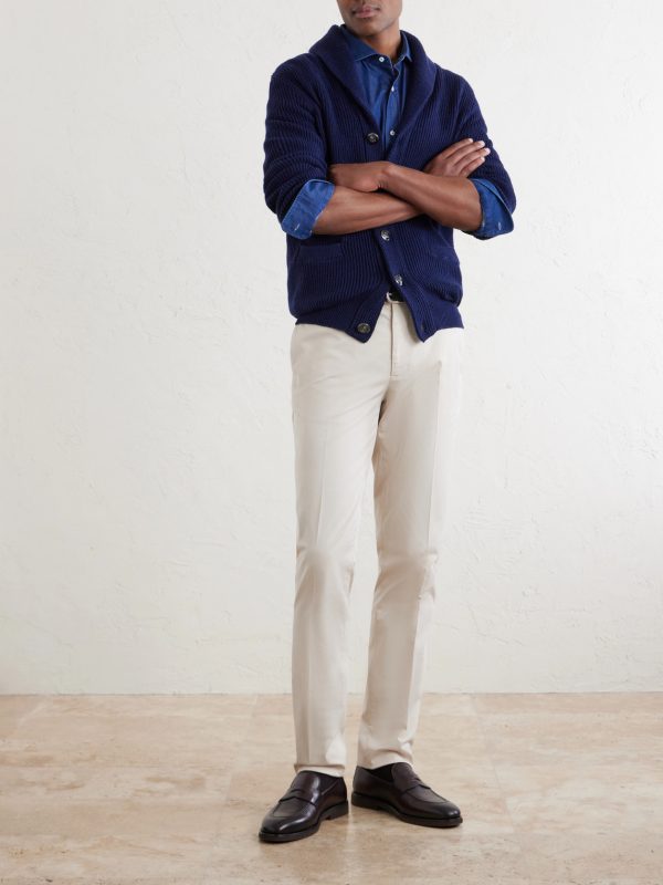 Straight-Leg Cotton-Blend Trousers - OU Straight-Leg Cotton-Blend Trousers - OU