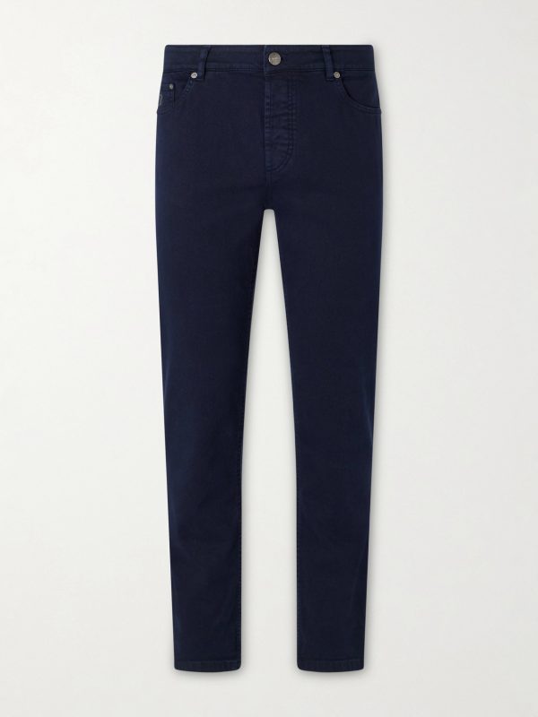 Slim-Fit Straight-Leg Logo-Embroidered Jeans