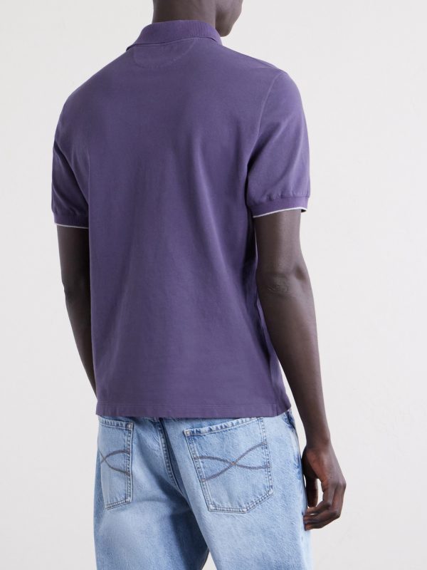 Logo-Print Cotton-Piqué Polo Shirt - BK Logo-Print Cotton-Piqué Polo Shirt - BK