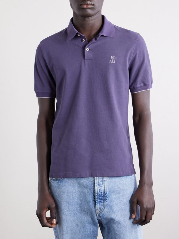 Logo-Print Cotton-Piqué Polo Shirt - FR Logo-Print Cotton-Piqué Polo Shirt - FR