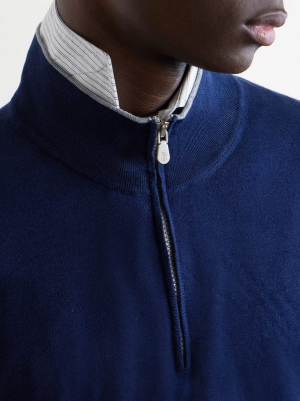 Cotton and Cashmere-Blend Half-Zip Sweater - CU Cotton and Cashmere-Blend Half-Zip Sweater - CU