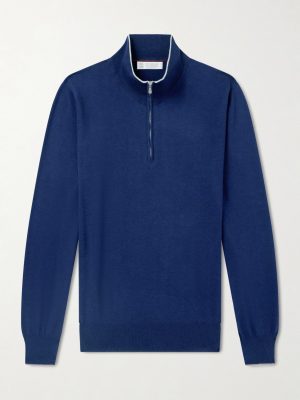Cotton and Cashmere-Blend Half-Zip Sweater Cotton and Cashmere-Blend Half-Zip Sweater