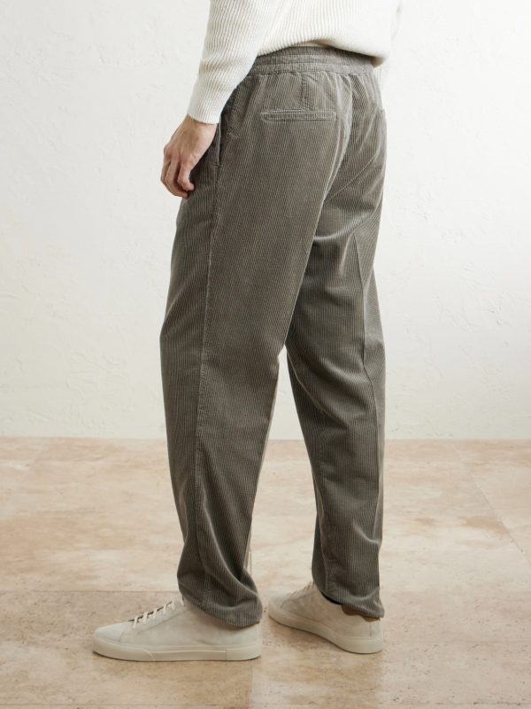 Straight-Leg Cotton-Corduroy Drawstring Trousers - BK Straight-Leg Cotton-Corduroy Drawstring Trousers - BK
