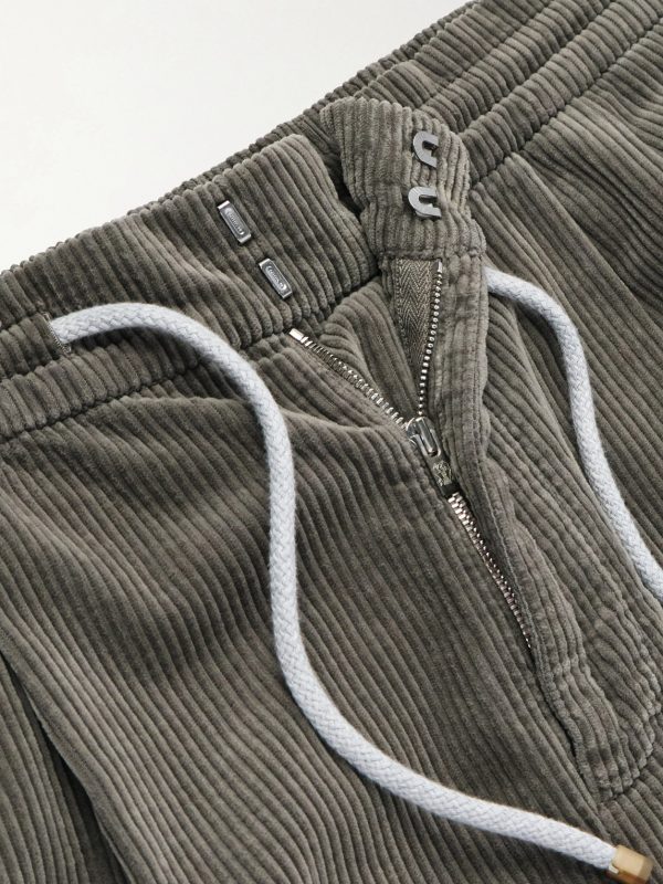 Straight-Leg Cotton-Corduroy Drawstring Trousers - E1 Straight-Leg Cotton-Corduroy Drawstring Trousers - E1