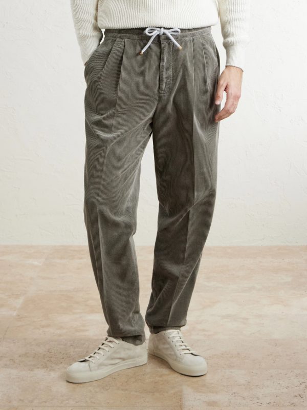 Straight-Leg Cotton-Corduroy Drawstring Trousers - FR Straight-Leg Cotton-Corduroy Drawstring Trousers - FR