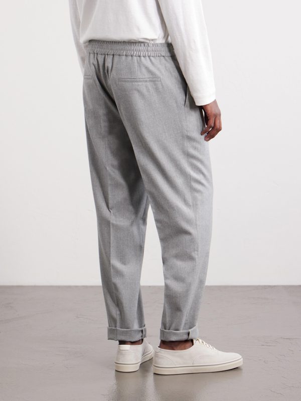 Tapered Pleated Virgin Wool-Flannel Drawstring Trousers - BK Tapered Pleated Virgin Wool-Flannel Drawstring Trousers - BK