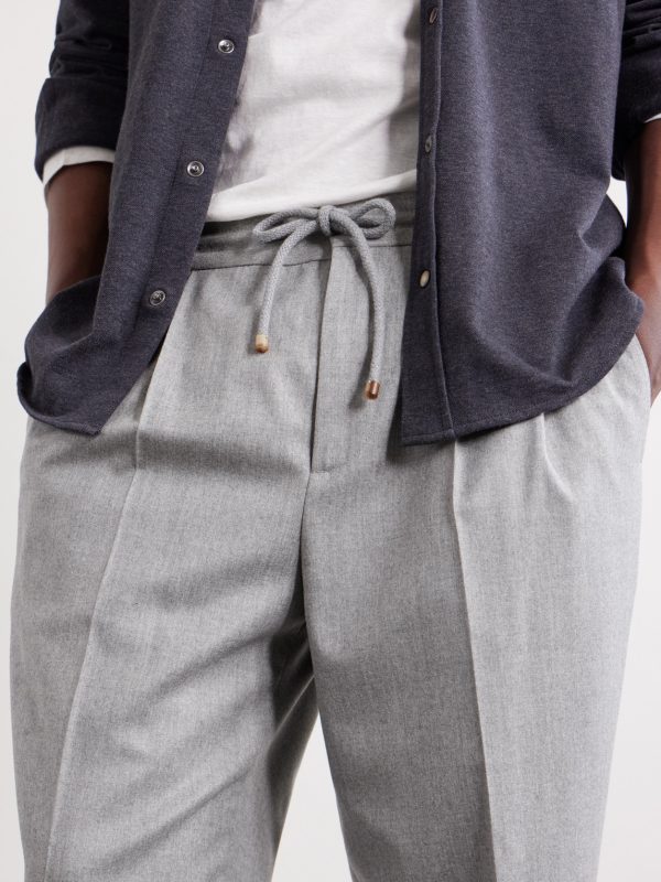Tapered Pleated Virgin Wool-Flannel Drawstring Trousers - CU Tapered Pleated Virgin Wool-Flannel Drawstring Trousers - CU