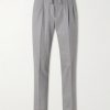 Tapered Pleated Virgin Wool-Flannel Drawstring Trousers Tapered Pleated Virgin Wool-Flannel Drawstring Trousers
