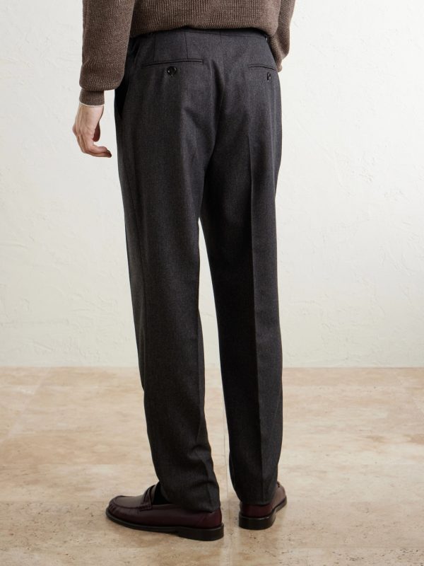 Straight-Leg Pleated Wool Trousers - BK Straight-Leg Pleated Wool Trousers - BK