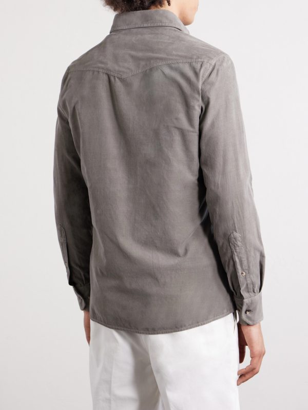 Cutaway-Collar Cotton-Corduroy Western Shirt - BK Cutaway-Collar Cotton-Corduroy Western Shirt - BK