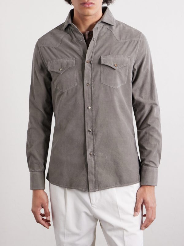 Cutaway-Collar Cotton-Corduroy Western Shirt - FR Cutaway-Collar Cotton-Corduroy Western Shirt - FR
