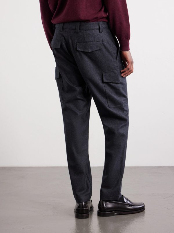 Tapered Virgin Wool Cargo Trousers - BK Tapered Virgin Wool Cargo Trousers - BK