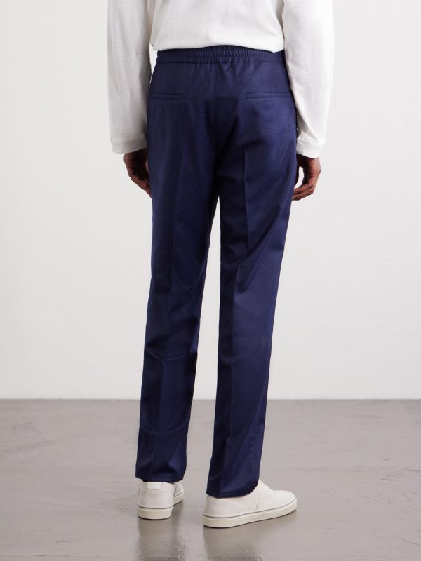 Tapered Pleated Virgin Wool-Flannel Drawstring Trousers - BK Tapered Pleated Virgin Wool-Flannel Drawstring Trousers - BK